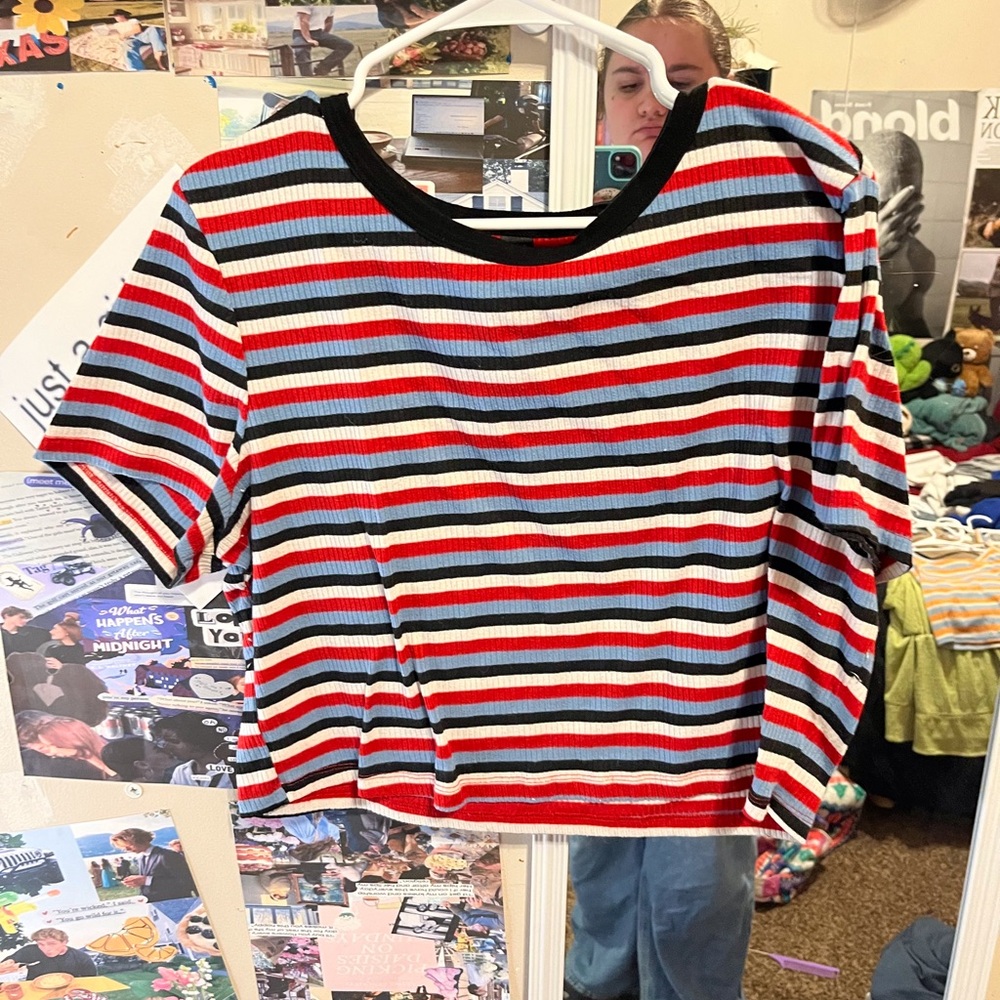 SHEIN Multicolor Striped Short Sleeve Top
